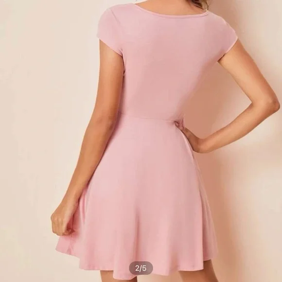 Pink cotton flare dress - Picture 2 of 2